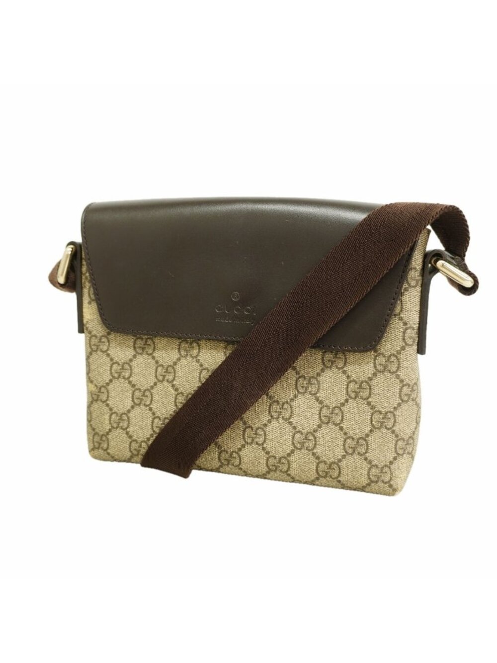 Gucci Shoulder Bag GG Supreme Brown Champagne Gold